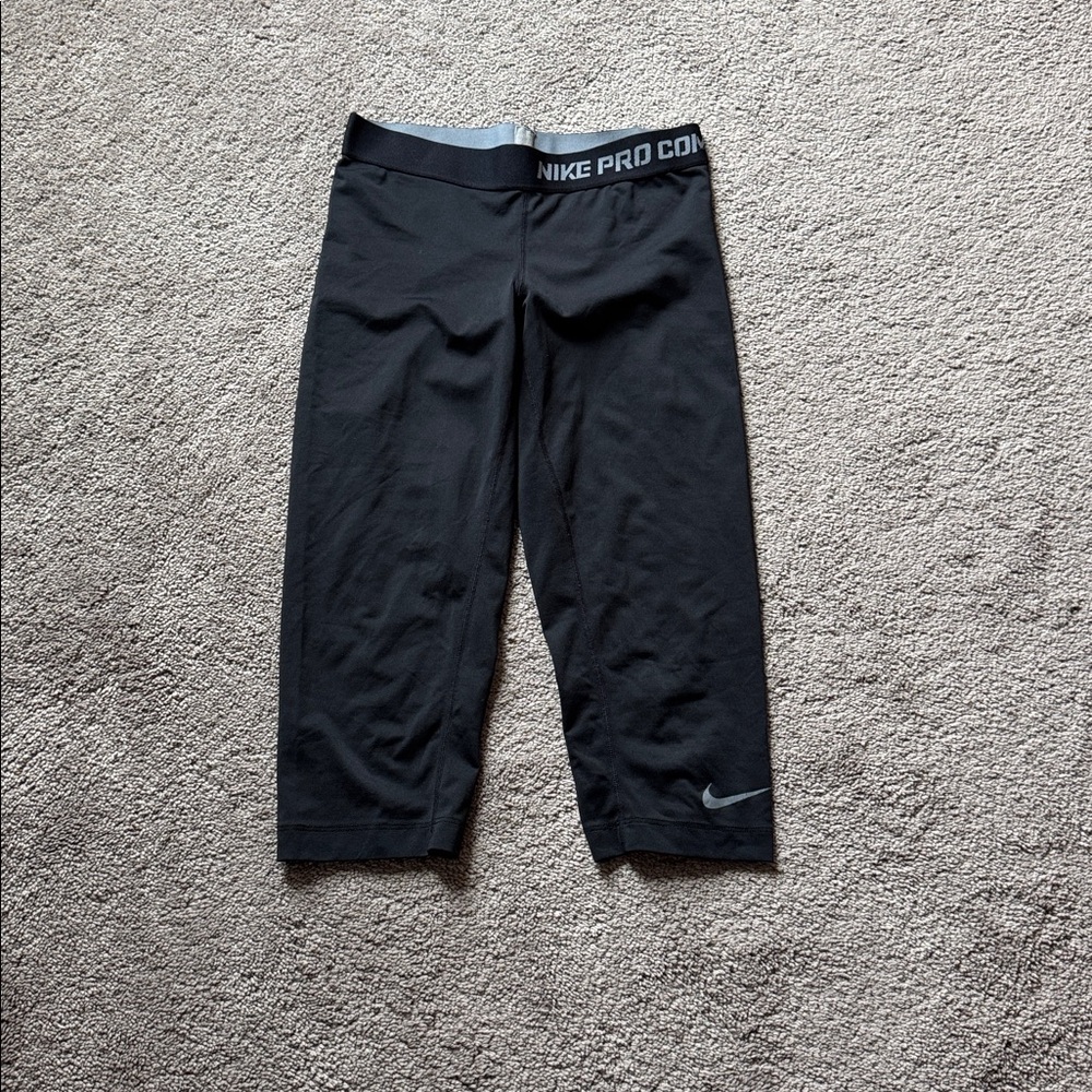 Nike Pro Combat Dri-Fit Black Compression Capri Leggings SIZE S